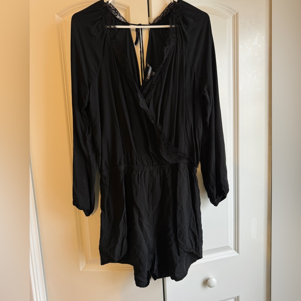 Express Black Lace Romper